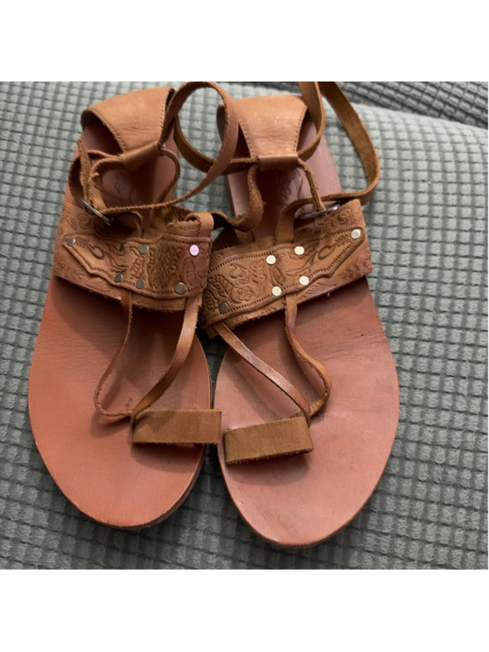 Free People Women's Brown Leather Gladiator Sandals Size 7